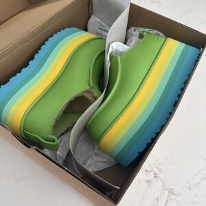 NEW UGG Urseen Platform Slippers Womens 8/9 Green Multi Y2K Cozy Plush Comfy